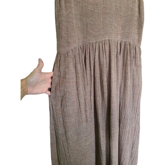 Jeana Sohn Brown Multicolor Linen Cotton Midi Dress Size 1 - Picture 4 of 10